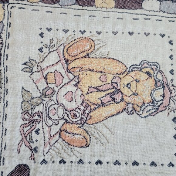 VTG Priscilla Hillman Teddy Bear Woven Tapestry Throw Blanket Nursery *READ* - Picture 3 of 8